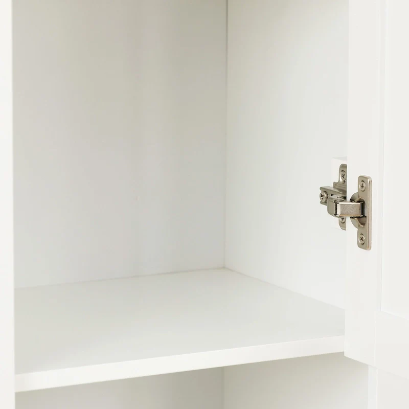 White MDF Wood 67-Inch Tall Tower Bathroom Linen Cabinet