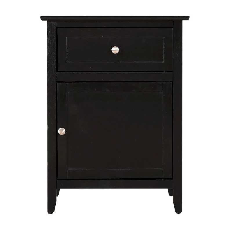 Nightstand - 1 Drawer, 1 Cabinet, Metal Handle, Particle Board, 19W x 25H, Modern