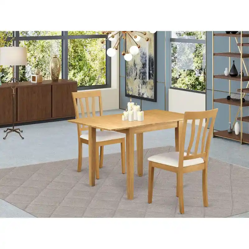 East West Furniture Dining Table Set- a Rectangle Dining Room Table and Faux Leather Chairs, Oak (Pieces Option)