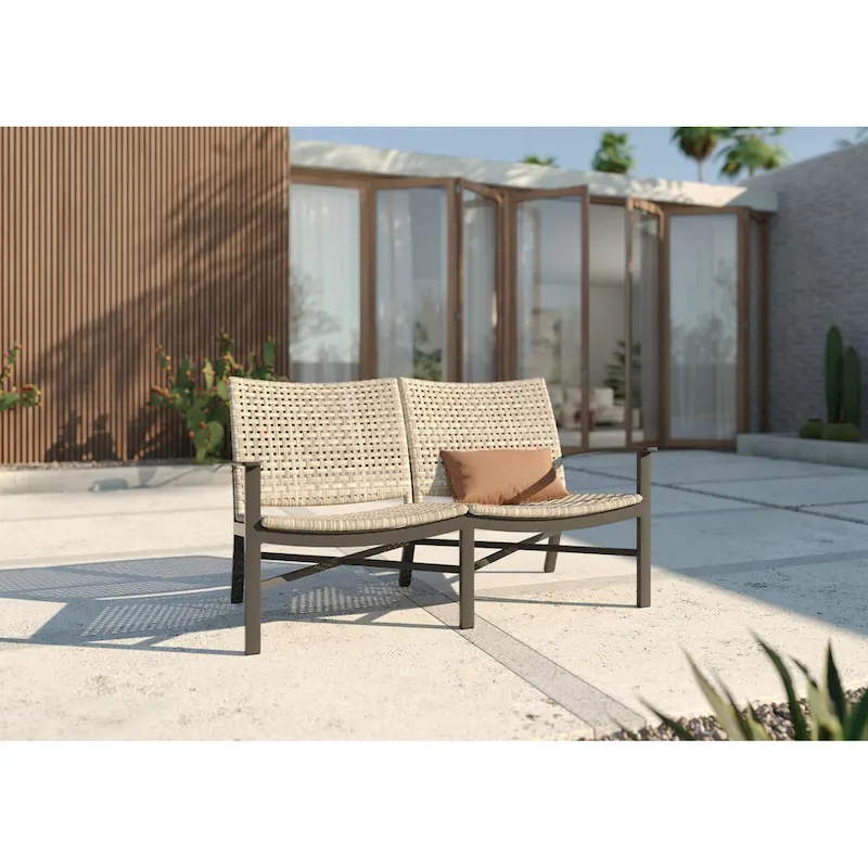 Winston Jasper Textured Pewter with Beechwood Weave Loveseat