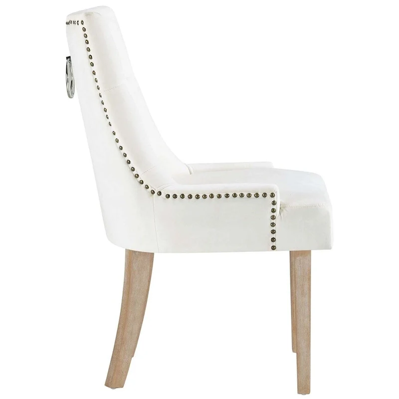 Tufted Velvet Upholstered Dining Chair With Nailhead Trim in Black