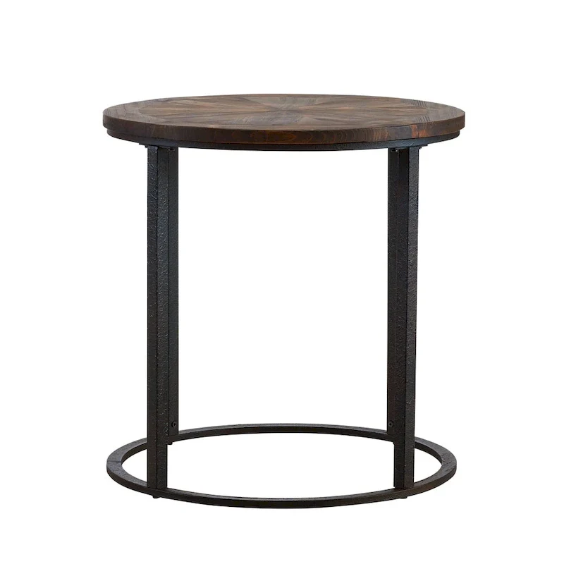 Darren Modern Rustic Farmhouse Reclaimed Wood Round Side Table