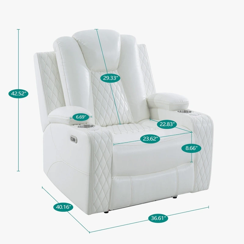 Premium Air Leather Home Theater Loveseat with LED Lights, Recliner with Built-in Speakers & Wireless Charging