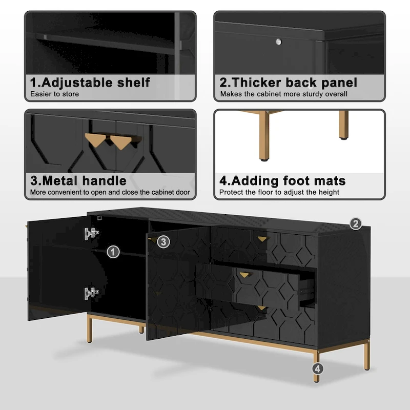 Clihome 2-Door Accent Cabinet with 3 Drawer Dressers