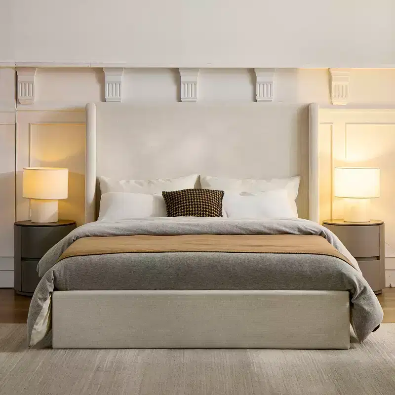 GDFStudio Petra Modern Chenille Upholstered Wingback Bed, Box Spring Required