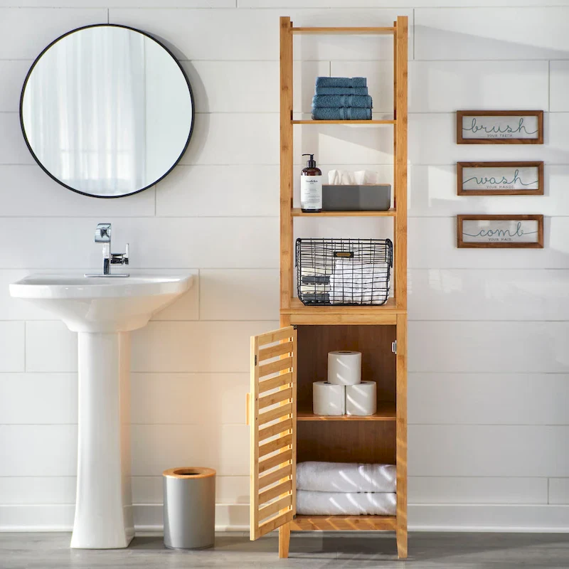 Simple Living Contemporary Natural Bamboo Linen Tower