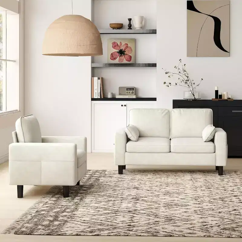 Kinsuite Loveseat Sofa Chair - 56 Modern Accent Chairs with Arm, Beige