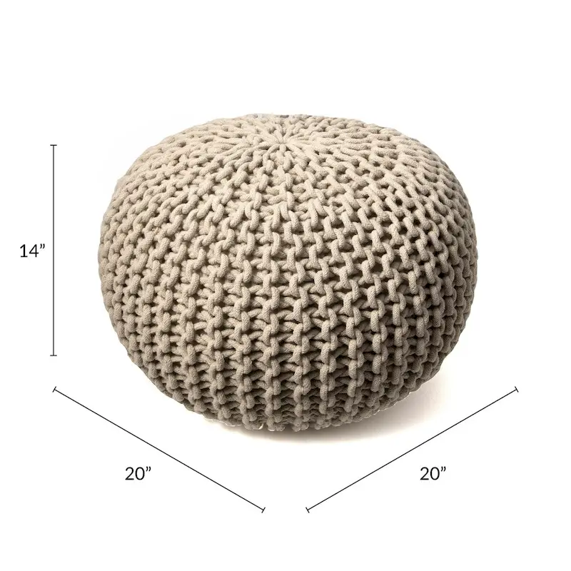 Nuloom Bruges Knitted Solid Cotton Ottoman Pouf