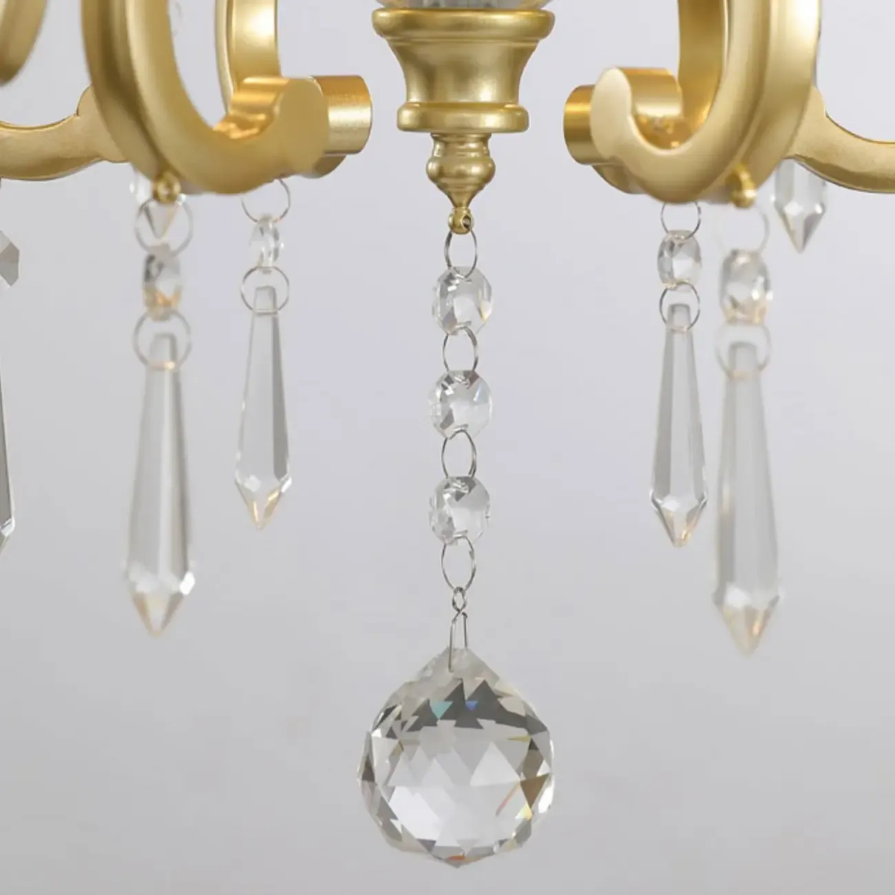 French Gold Crystal Candelabra Chandelier