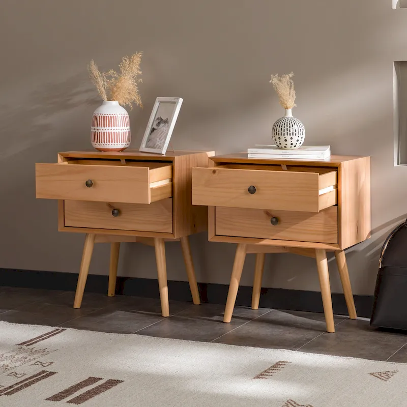 Middlebrook Mid-Century Solid Wood 2-Drawer Nightstand (Set of 2)