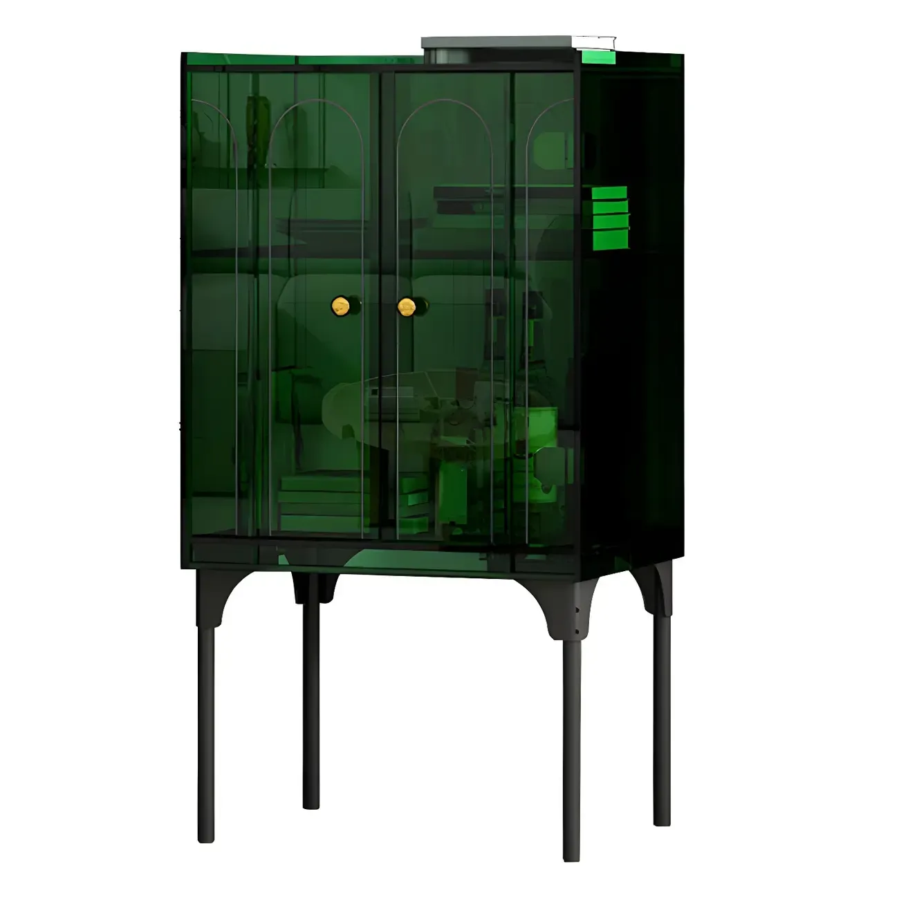 Modern Plastic/Acrylic Sideboard Cabinets with Shelves in Red