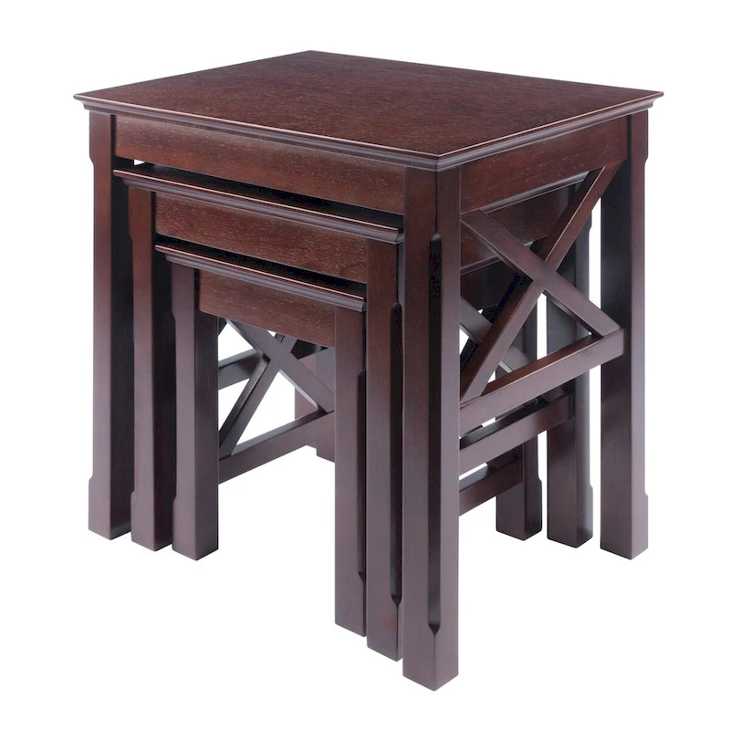 Xola 3-Pc Nesting Tables, Cappuccino - 21.1W x 17.3D x 22.1H.
