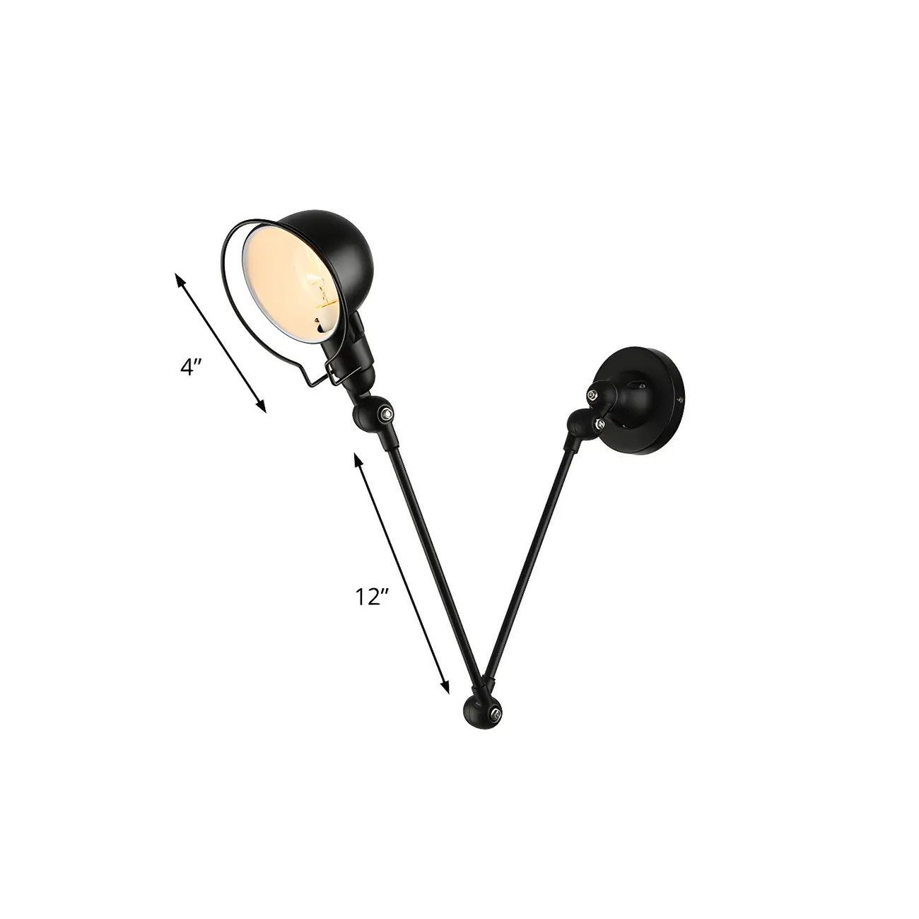 Industrial Metal Swing Arm Bowl Shade Wall Light