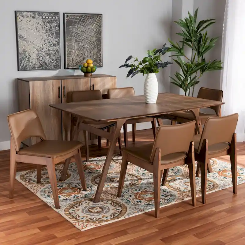 Afton Mid-Century Modern 7-Piece Dining Set