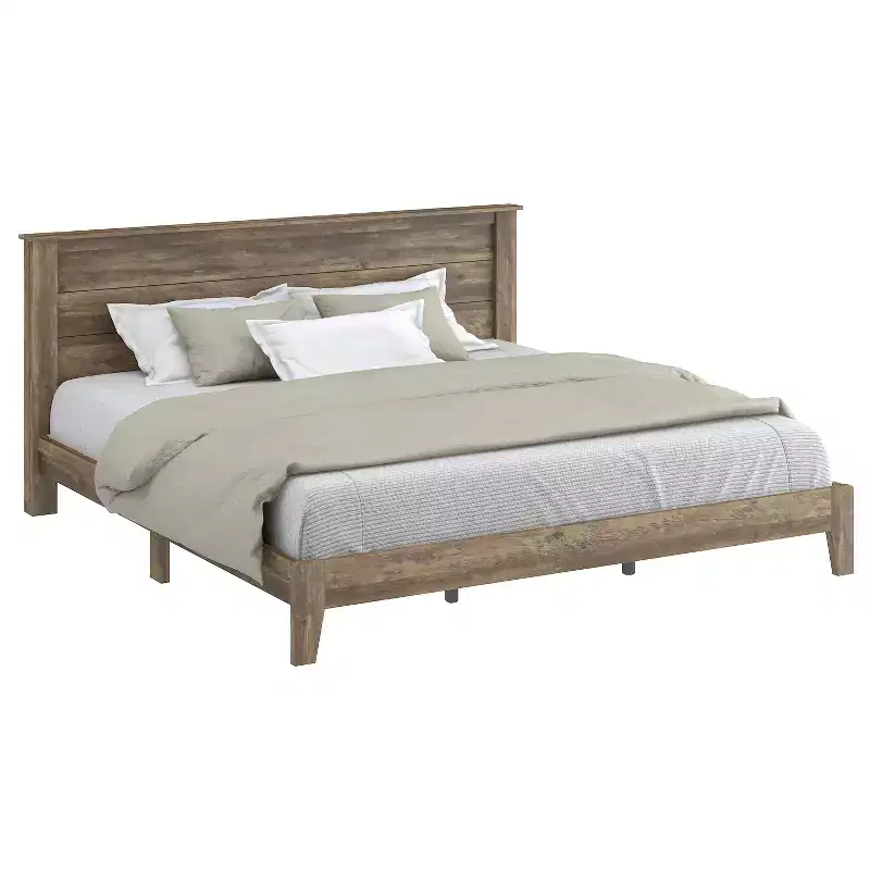 Galano King Tiena Lencia Bed with Headboard  Knotty Oak