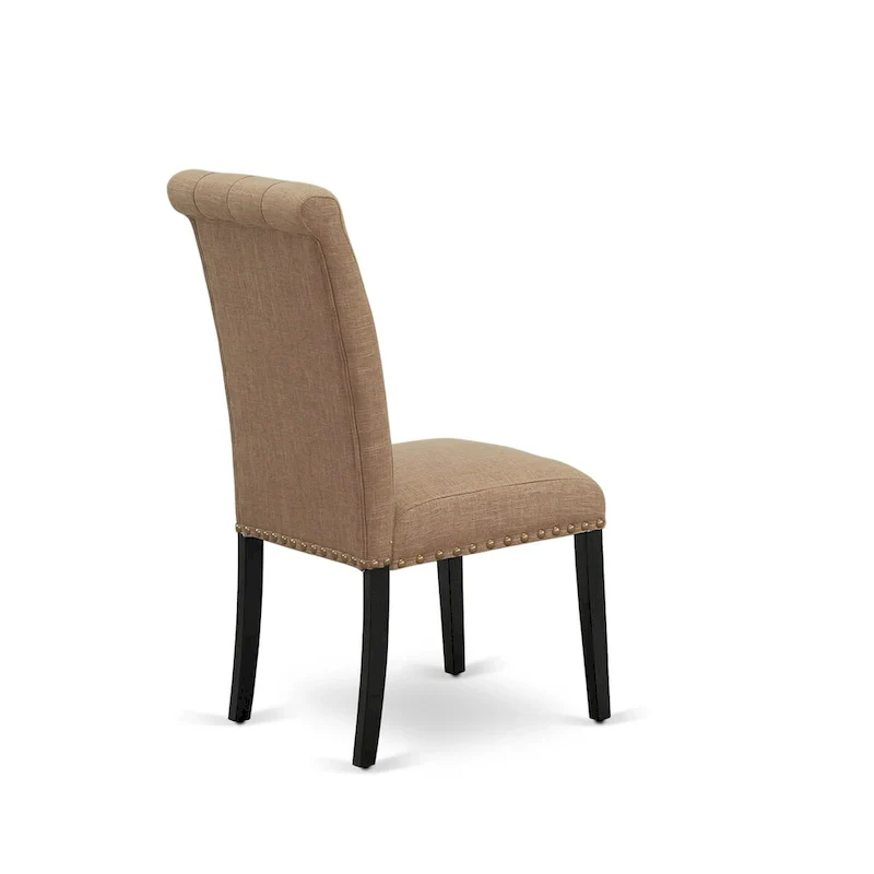 East West Furniture 11 Piece Dining Set- a Dining Table and 10 Light Sable Linen Fabric Chairs(Finish Options)