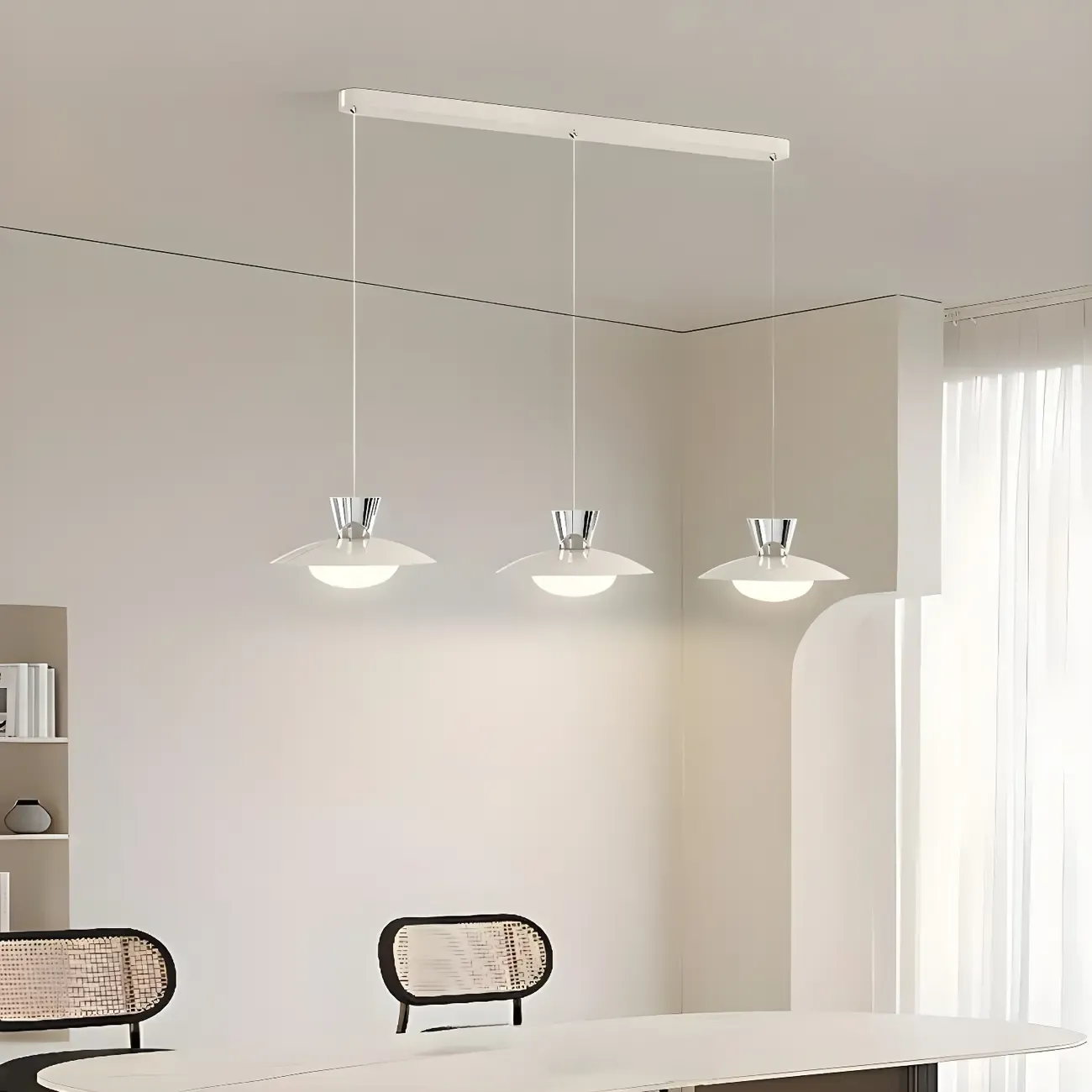 Modern Silver Dimmable LED Island Pendant Light for Kitchen