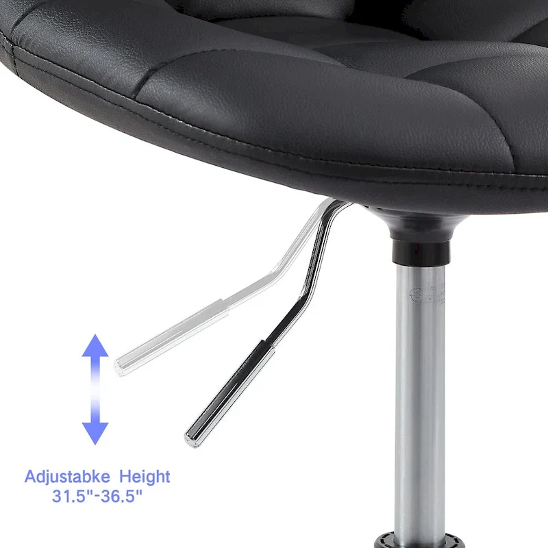 Armless Home Office Chair, Height Adjustable Computer Desk Chair with Wheels