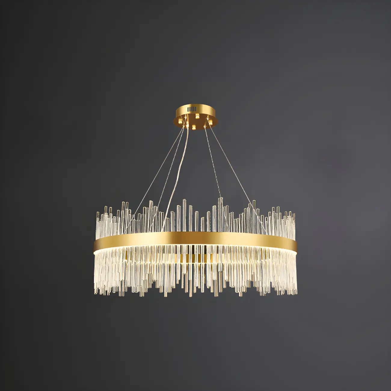 Modern Dimmable Crystal Chandelier Round Gold LED Light