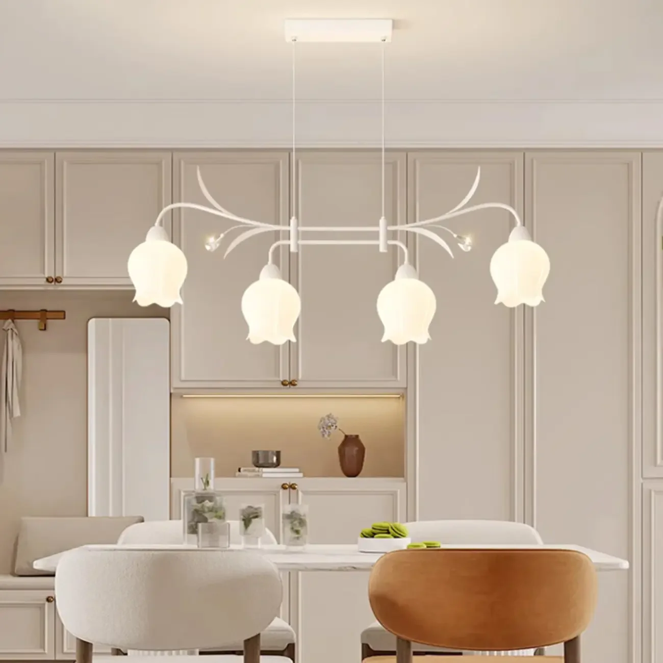 Modern Large Green Glass Bell Island Pendant Lights for Kitchen