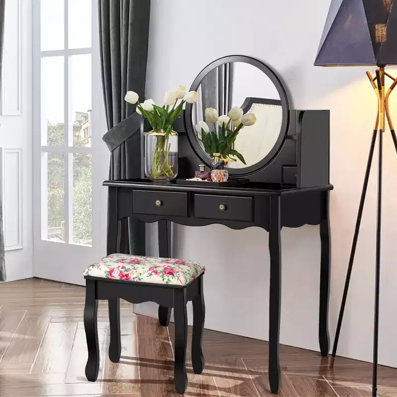 Costway Makeup Vanity Table Drawers Oval Dressing Table Kids Gift