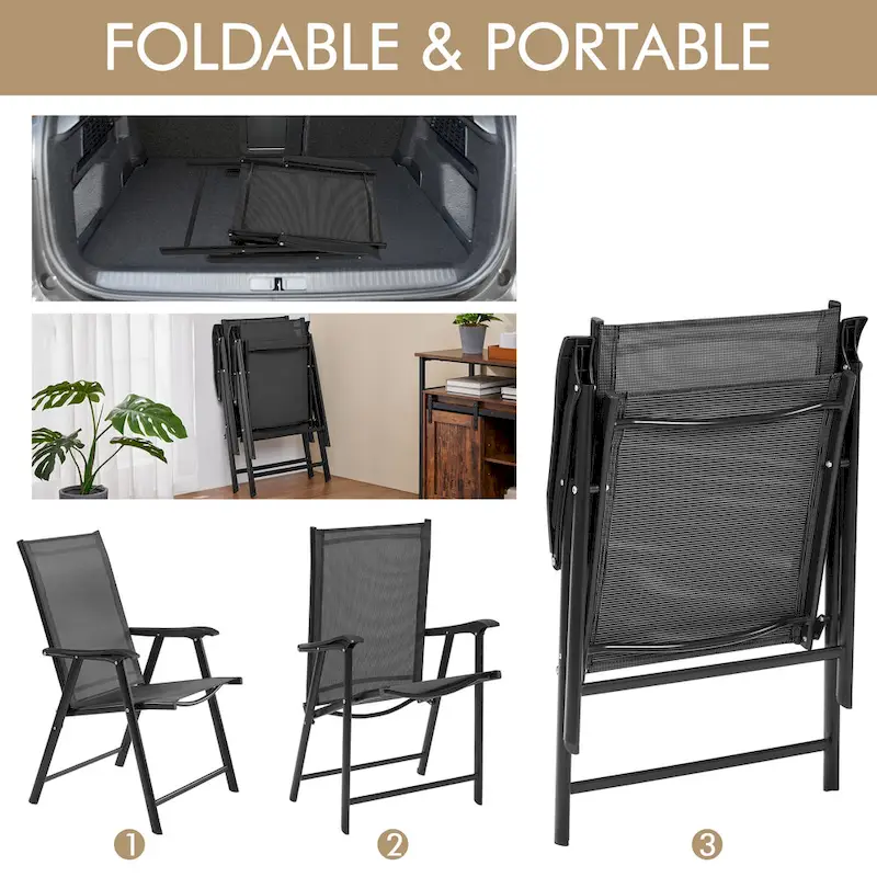 Yaheetech 4pcs Folding Dining Chairs Patio Dining Chairs with Backrest and Armrests