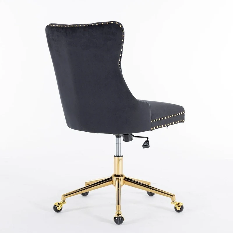 Office Chair with Wheels, Adjustable Height, Velvet Upholstered Tufted Button Computer Desk Chair Swivel