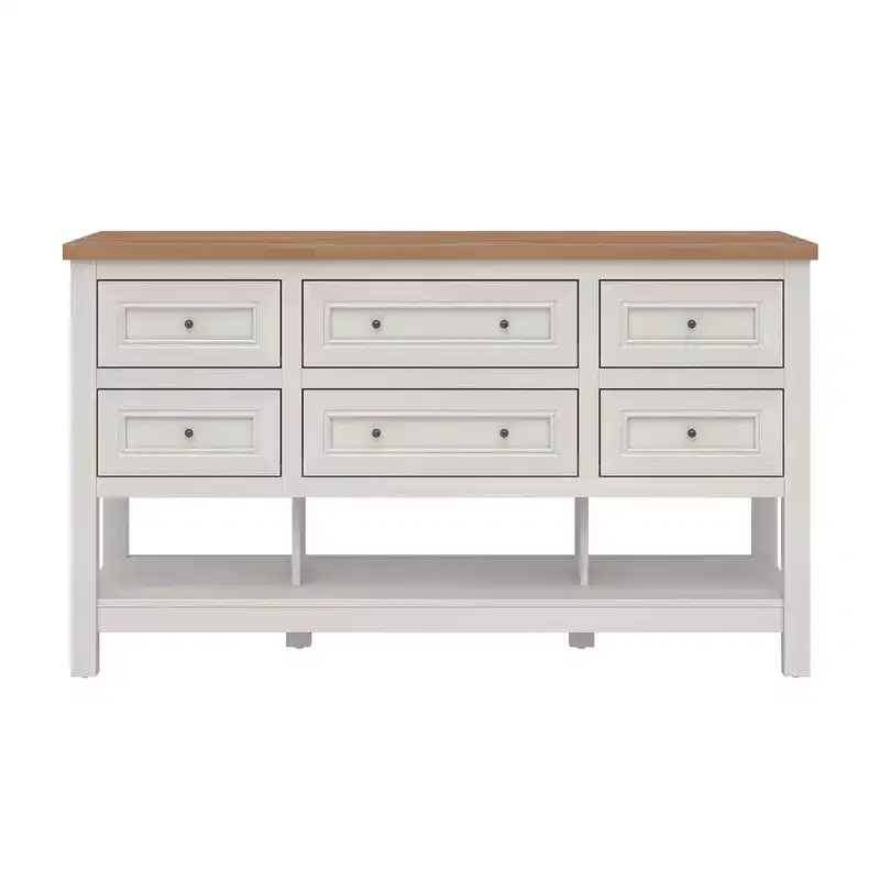 Walker Edison Free-Standing Kitchen Island with 6 Drawers