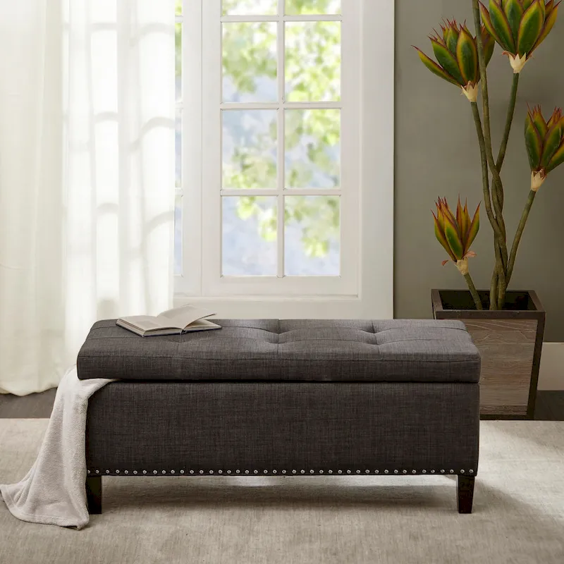 Charcoal Tufted Top Soft Close Storage Bench