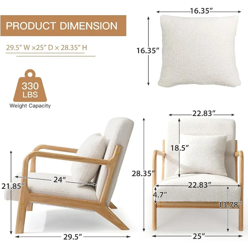 AECOJOY Mid Century Modern Living Room Reading Comfy Lounge Chairs