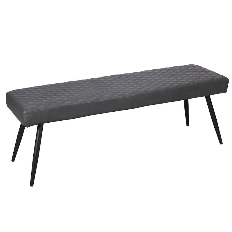 HomeRoots 54 Dark Gray and Black Faux Leather Upholstered Dining Bench - 53.54' X '18.7' X '16.54