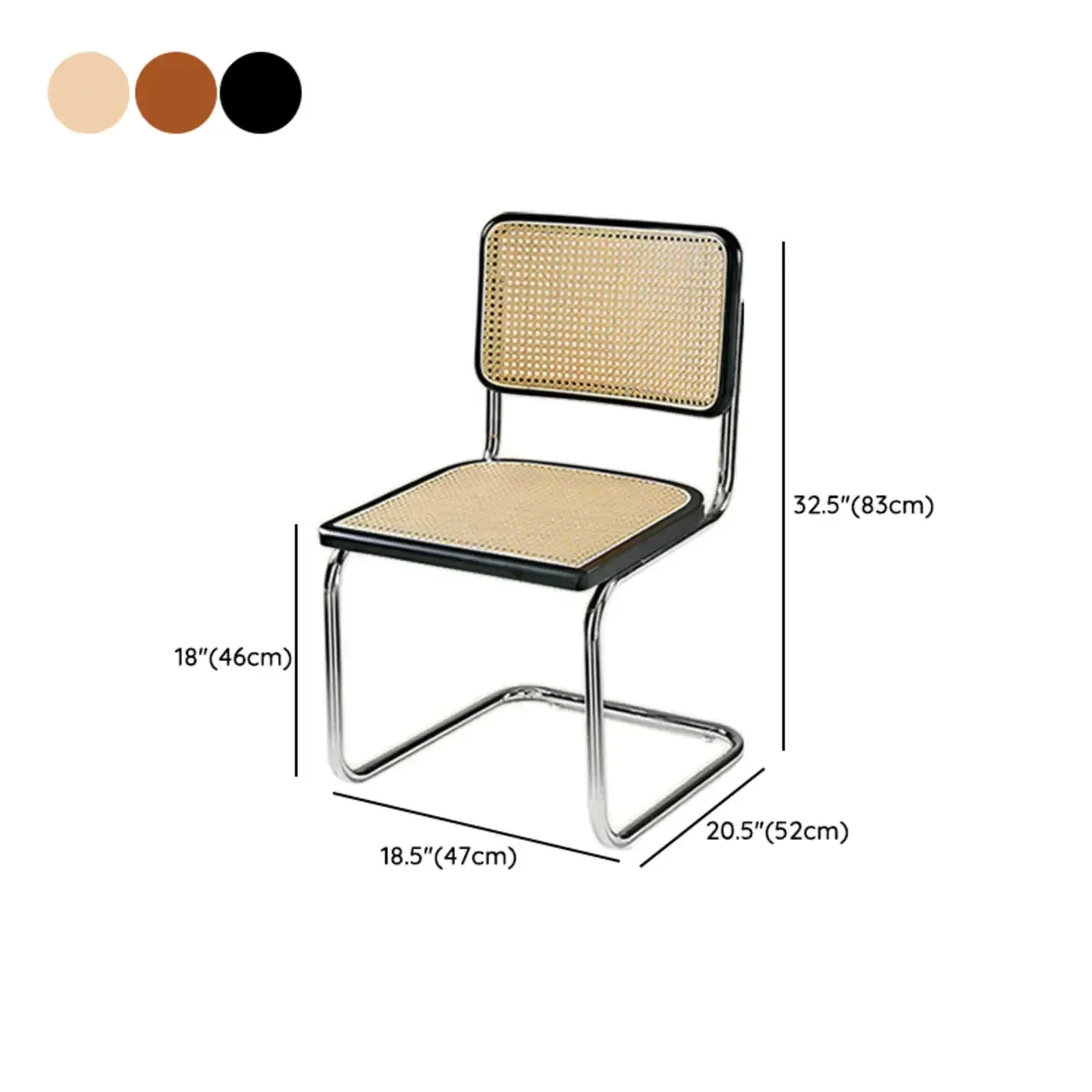 Modern Brown Cantilever Faux Leather Dining Chair Woven Back