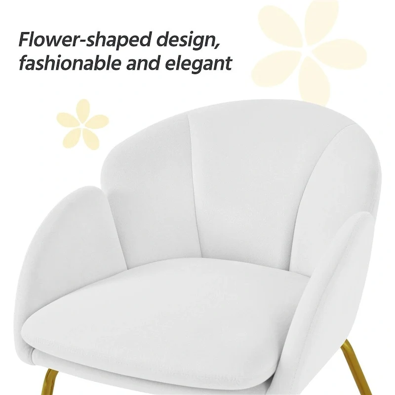 Yaheetech Flower Shape Velvet Armchair Accent Chair with Golden Metal Legs