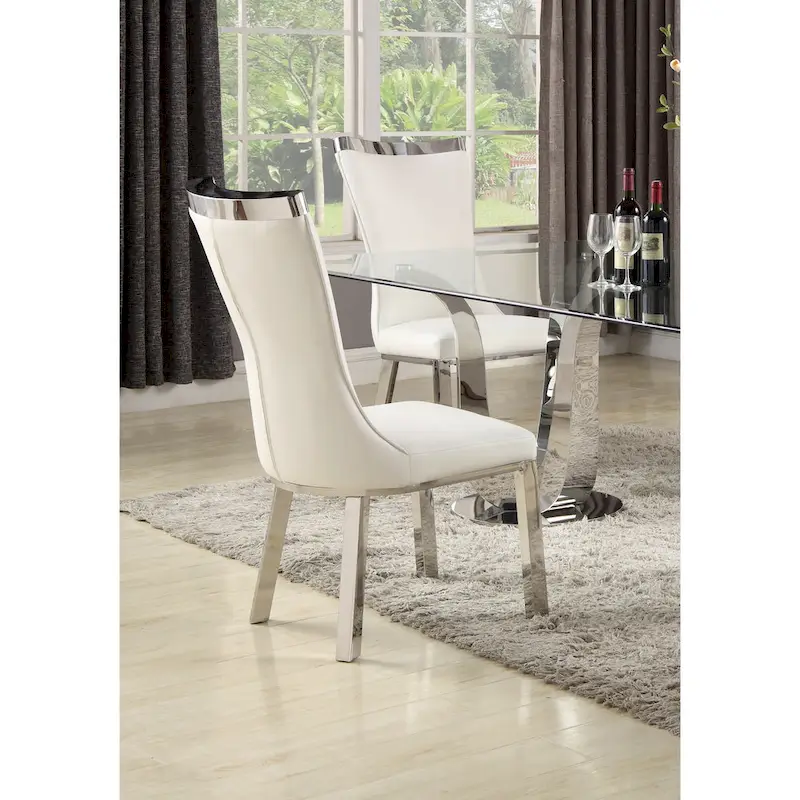 Somette Amelia Curved Back Dining Chair in White, Set of 2 - N/A