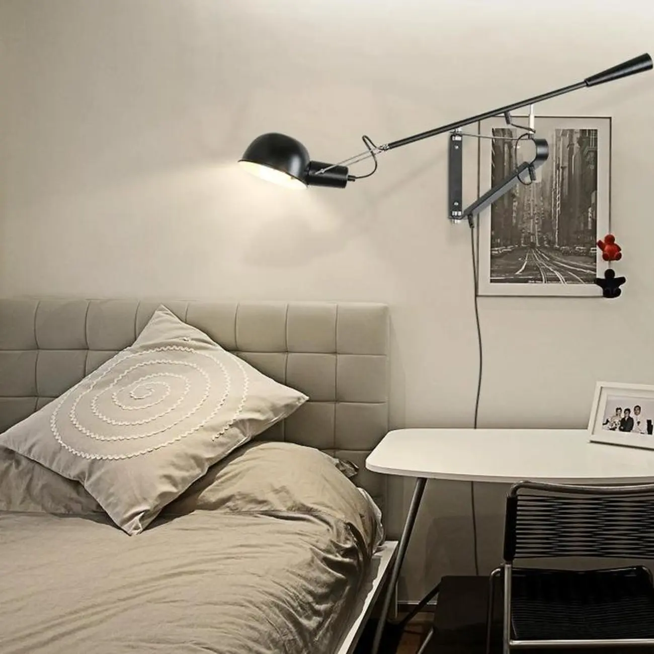 Geometric Metal Black Adjustable Swing Arm Wall Light