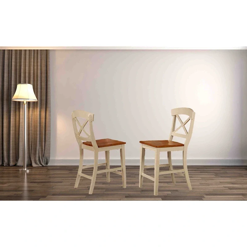 Transitional X-Back 24Counter Stool In Caramel Biscotti