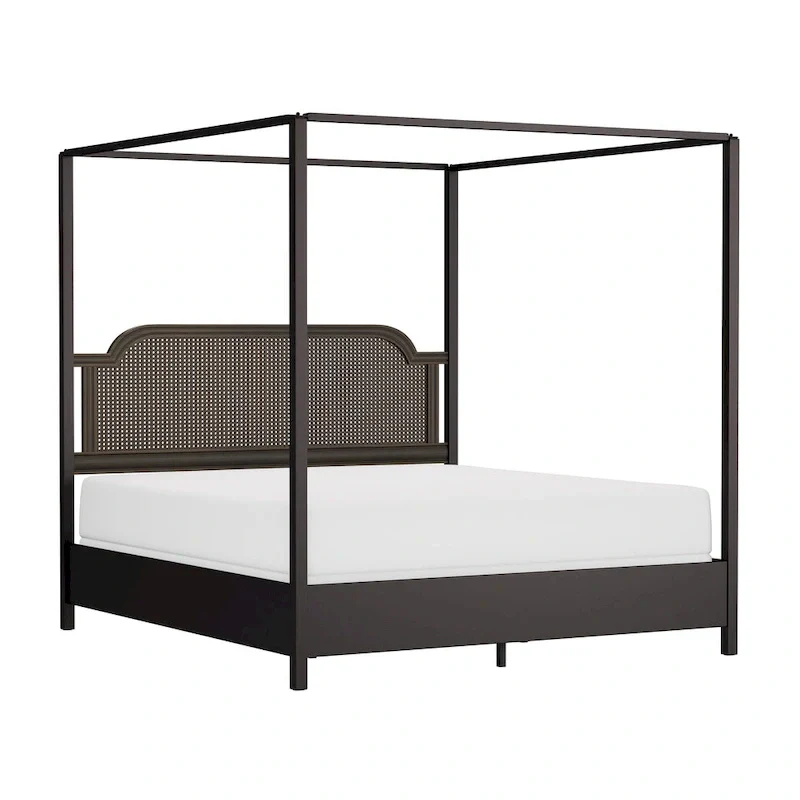 Hillsdale Furniture Melanie Wood and Metal Canopy Bed, Oiled Bronze