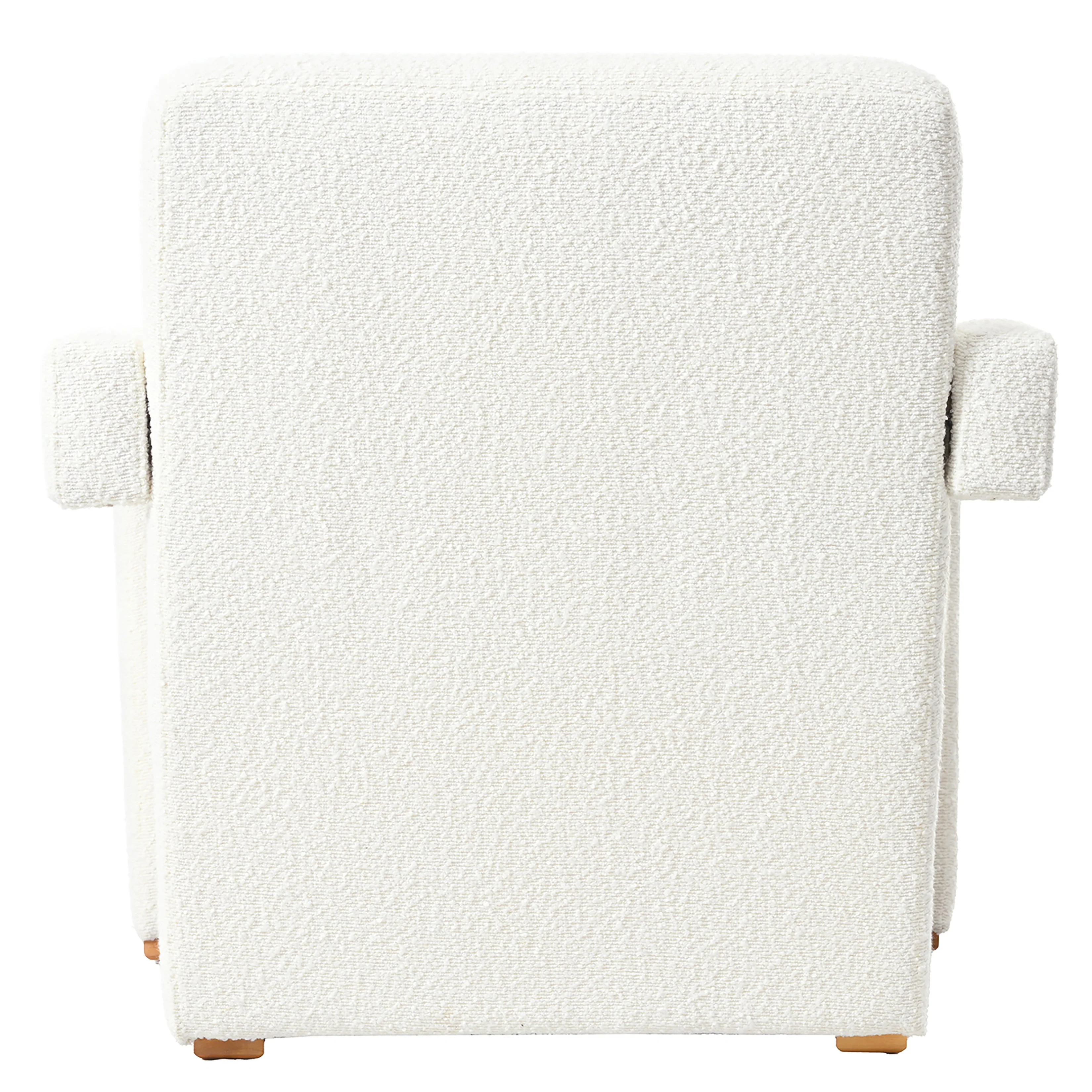 Modern Accent Lounge Chair with Wooden Block Legs and Armrests