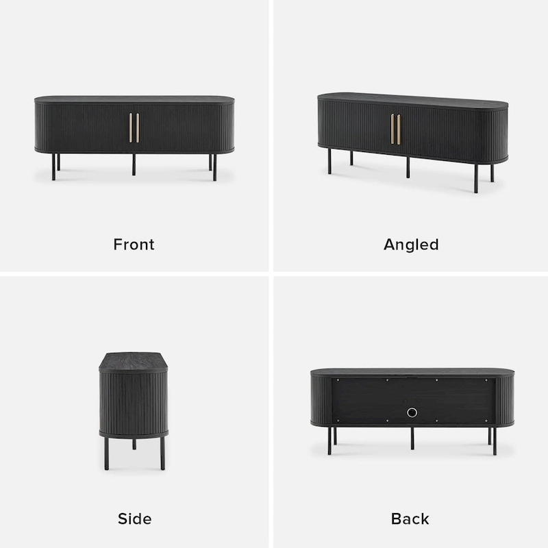 mopio Quin 59 Tambour TV Stand, Fluted Entertainment Center