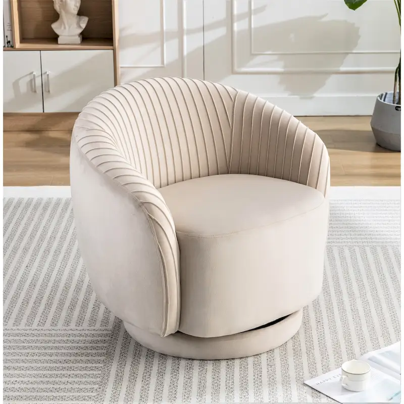 Small Milvo Velvet Swivel Barrel Chair