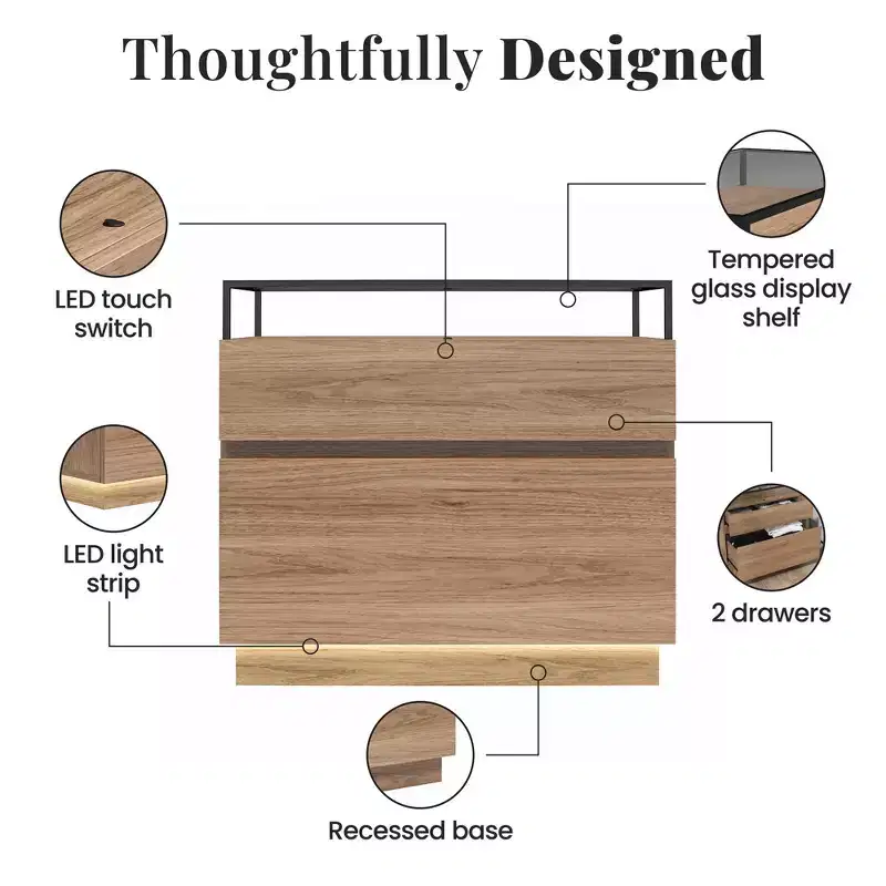 RealRooms Devon Nightstand with Drawers