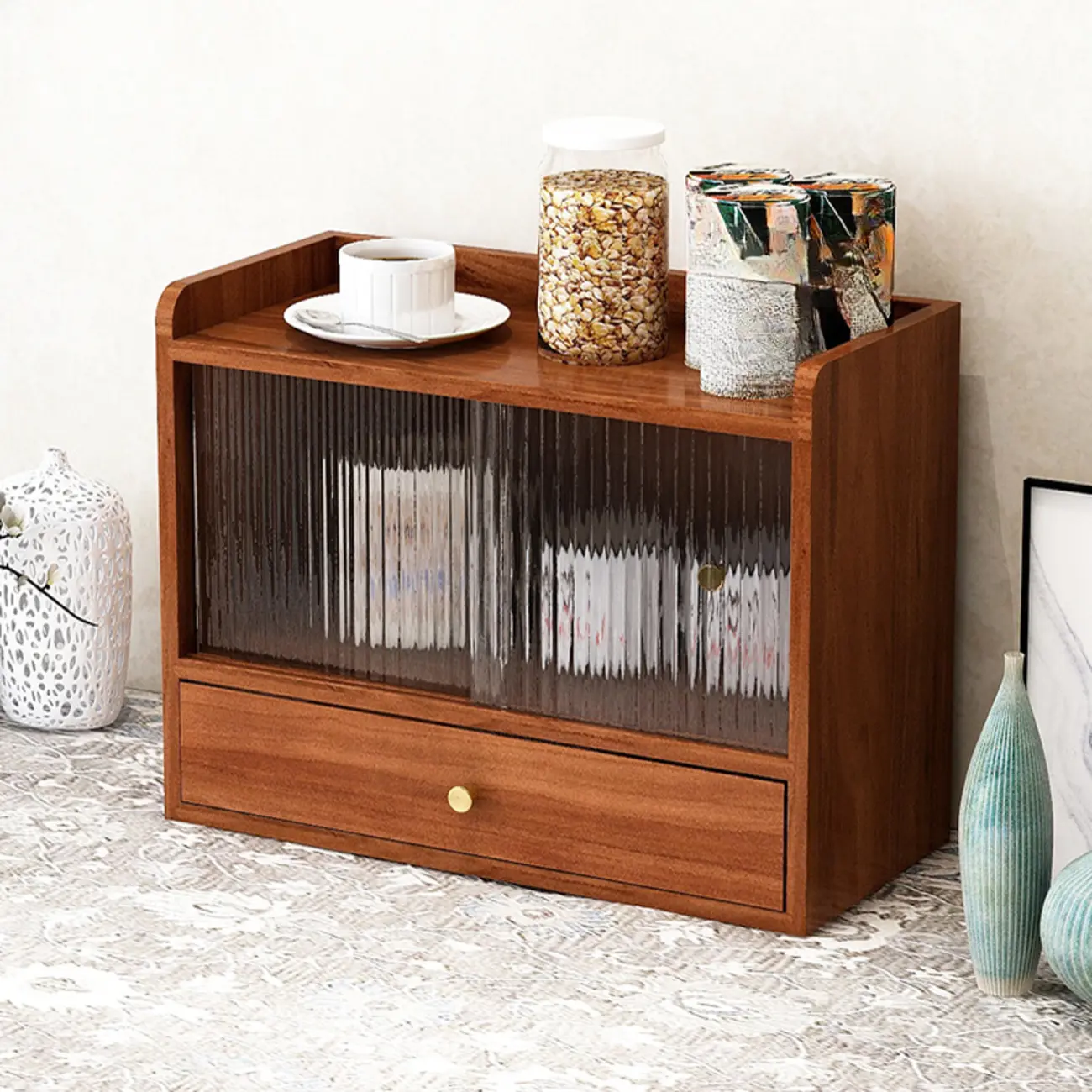 Tabletop Wooden Cubitac Display Cabinet with Glass Doors