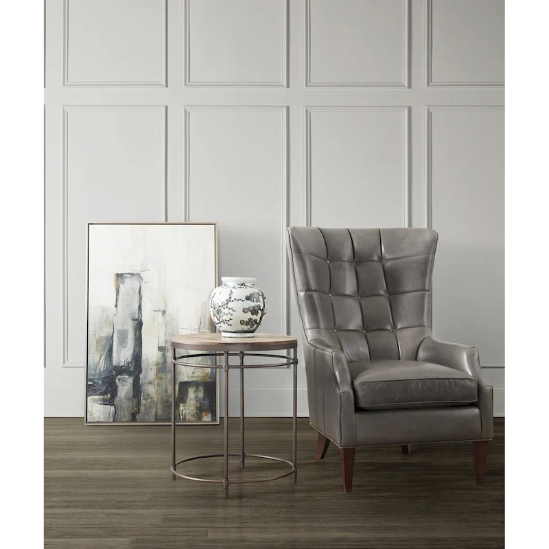 Hooker Furniture 22 Diameter Acacia Wood Top Metal Side Table from