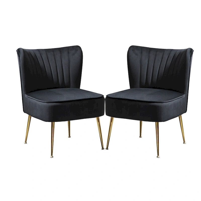 Velvet Upholstered Accent Side Chairs(Set of 2)