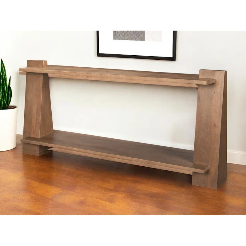 HomeRoots 67  Brown Solid Wood Solid Console Table With Shelf - 67' X '30' X '15.5