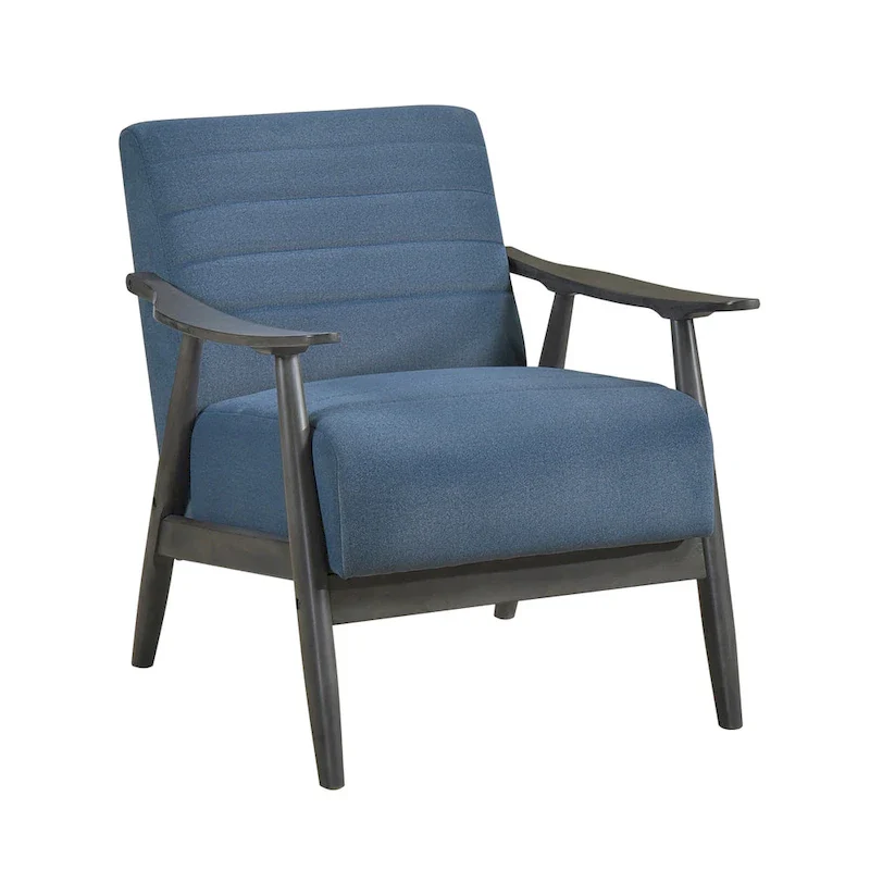 Modern Accent Armchair – Blue Gray Upholstered Lounge Chair