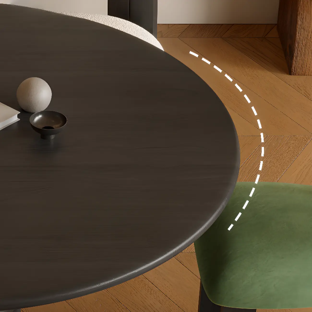 Traditional Dark Brown Wood Round Dining Table