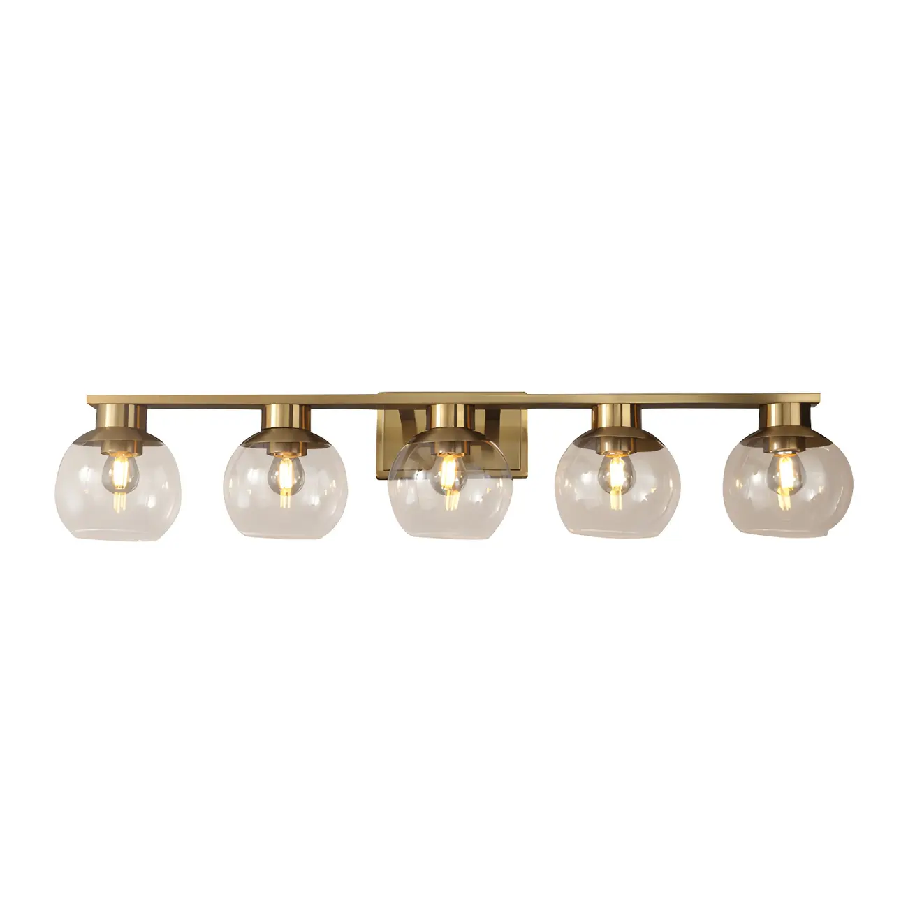 Modern Gold Clear Glass Dome Bathroom Vanity Light