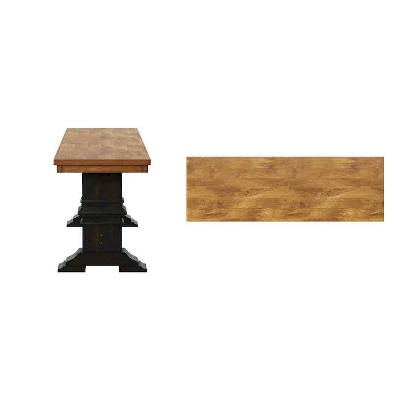 Two-Tone Trestle Leg Wood Dining Bench