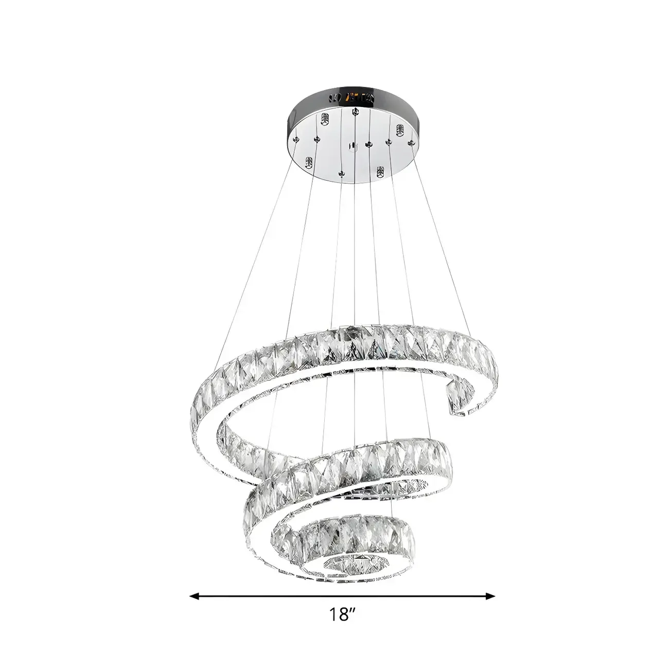 Large Modern Spiral LED Ceiling Crystal Chandelier Tiered Light